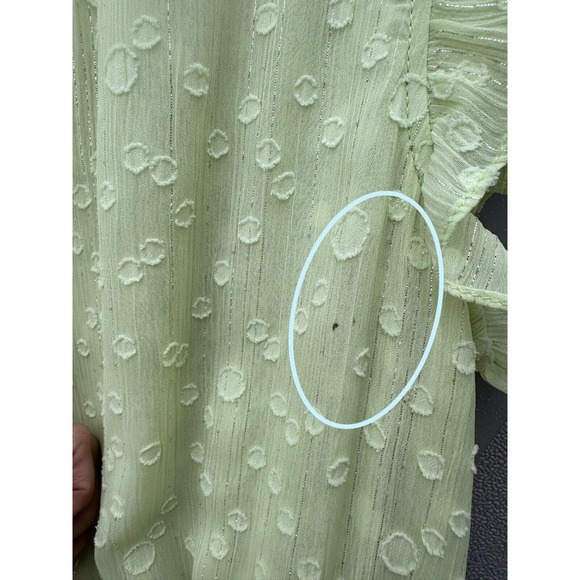 Misa Lilian Tiered Honeydew Ruffle V-Neck Clip Dot Mini Dress Size XS  coquette - Picture 8 of 15